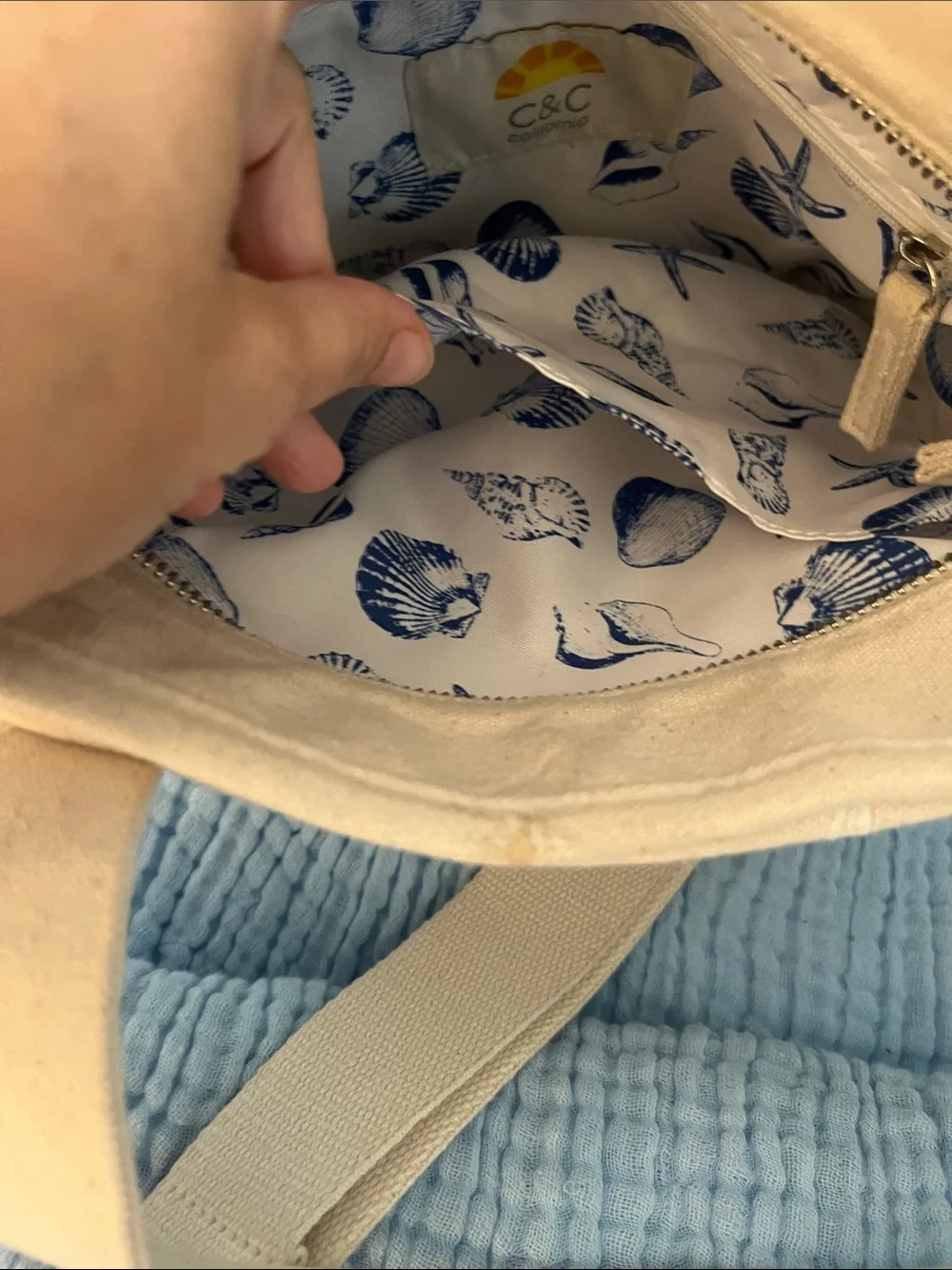 C&C California Cream Canvas Starfish Tote